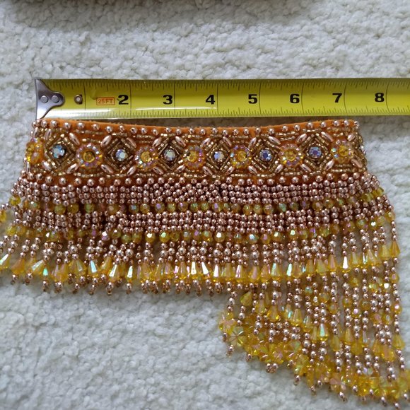 RARE vintage 60s waterfall bead choker collar bib purse set - Picture 11 of 15